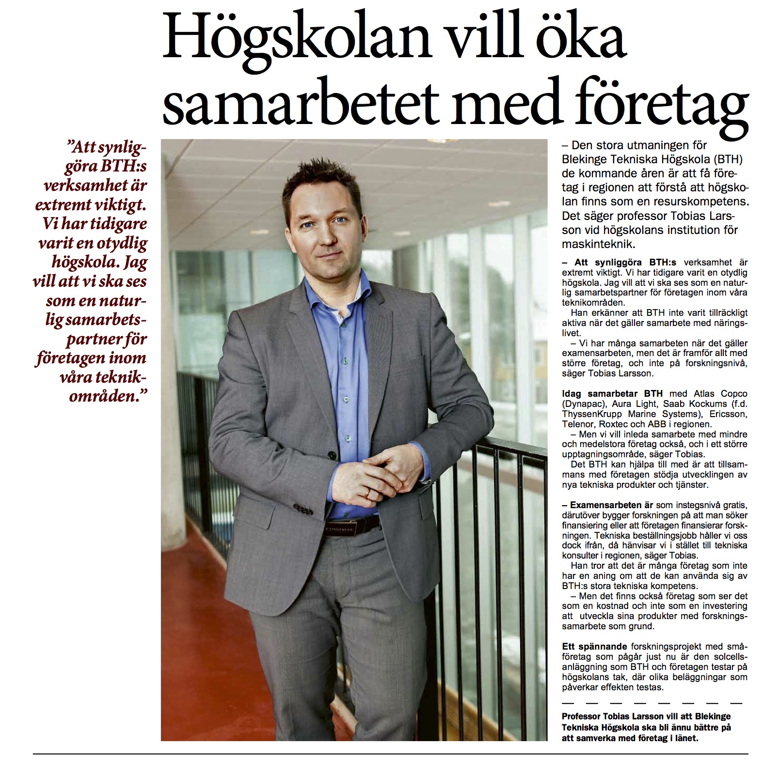Tobias Larsson om Näringslivsdagen och BTH